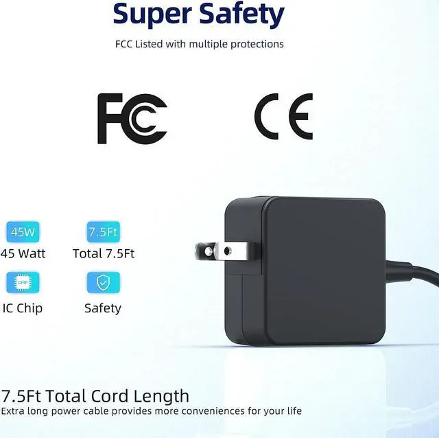 Alt view image 6 of 7 - 45W AC Charger Replacement Fit for Samsung Galaxy Chromebook XE930QCA XE931QCA, Galaxy Chromebook 2 XE530QDA 15.613.3 Galaxy Chromebook Go 14" XE345XDA-MA1TM Laptop Adapter Power Supply Cord
