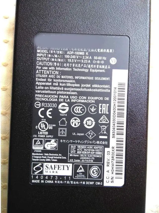 Alt view image 2 of 3 - Genuine Original for MSI Laptop Charger AC Power Adapter ADP-180MB K 19.5V 9.23A 180W Slim