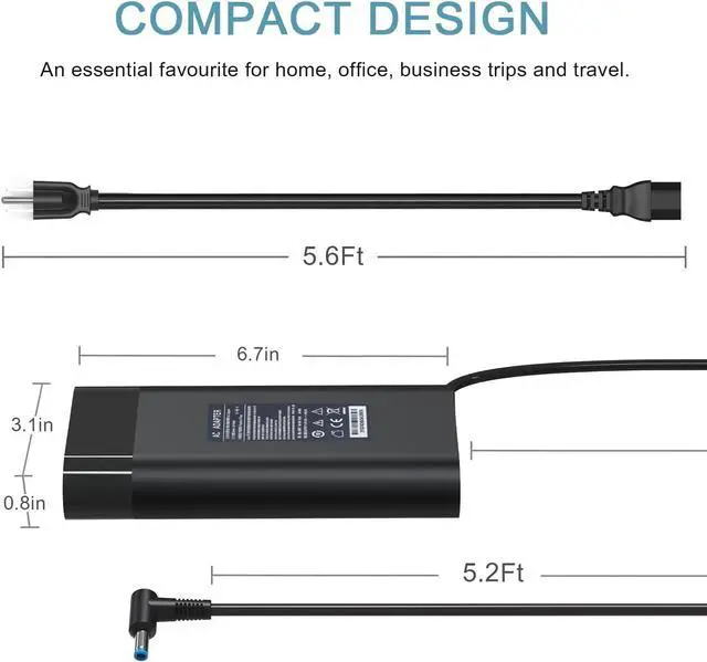 Alt view image 4 of 7 - Mackertop 200W 19.5V 10.3A Laptop AC Adapter for HP ZBook 17 G5 Series, Omen Pavilion 15 16 Gaming 17, Envy 15, 15-e103TX 15-dh0005la, TPN-DA10 TPN-LA21 L73385-001 ADP-200HB B Charger Supply Cord