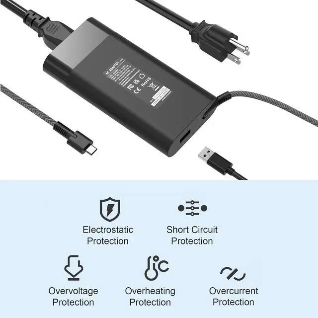 Alt view image 3 of 7 - HotTopStar USB C Laptop Charger 110W AC Power Adapter Compatible for HP Spectre X360,Elitebook x360,HP Chromebook 14 14A G5 11 11A G6 EE G7 G8, X360 14-CA051WM CA052WM 11-AE051WM TPN-CA24 TPN-DA24