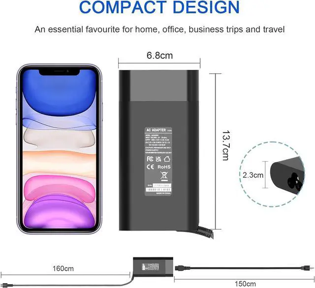 Alt view image 5 of 7 - HotTopStar USB C Laptop Charger 110W AC Power Adapter Compatible for HP Spectre X360,Elitebook x360,HP Chromebook 14 14A G5 11 11A G6 EE G7 G8, X360 14-CA051WM CA052WM 11-AE051WM TPN-CA24 TPN-DA24