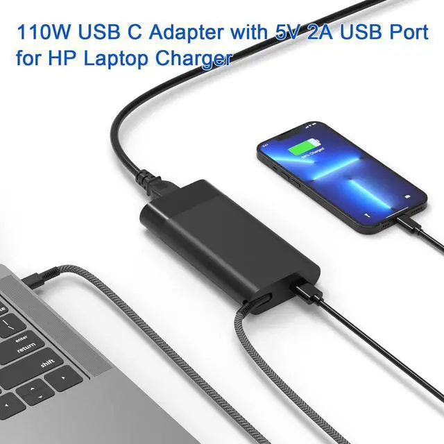 Alt view image 6 of 7 - HotTopStar USB C Laptop Charger 110W AC Power Adapter Compatible for HP Spectre X360,Elitebook x360,HP Chromebook 14 14A G5 11 11A G6 EE G7 G8, X360 14-CA051WM CA052WM 11-AE051WM TPN-CA24 TPN-DA24