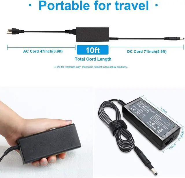 Alt view image 3 of 7 - 19.5V 3.33A 65W Charger Compatible with HP Pavilion TouchSmart Sleekbook 14-B109WM 15-B129WM 15-B119WM 15-B142DX 15-B143CL 14-B120DX 14-b000 14-c000, Envy 4 6 Series 693715-001 613149-001 677770-003