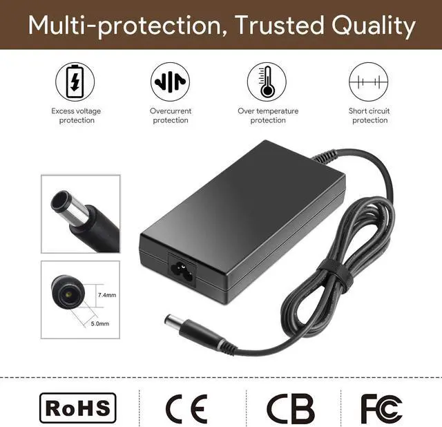 Alt view image 3 of 5 - 180W AC Adapter Charger Fit for Dell Alienware 17 R3 15 R3 15 R2 X51 R2 13 14 M17X M15X M14X X51 Dell Precision M4600 M4700 M4800 M6400 M6500 M6600 M6700 Laptop Power Supply Cord - OEM