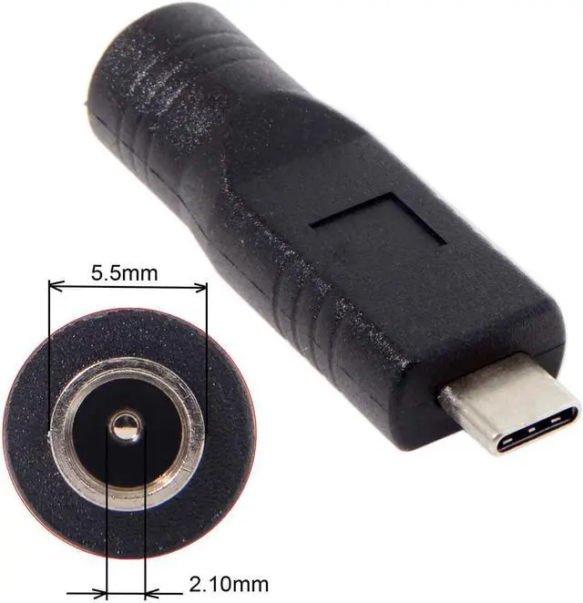 Alt view image 2 of 7 - DC Jack 5.5x2.1mm Input to USB-C Type-C Device 5V/9V/15V/20V Straight Type Plug Power PD 65W Charge Adapter Emulator Trigger Compatible with Laptop Phone