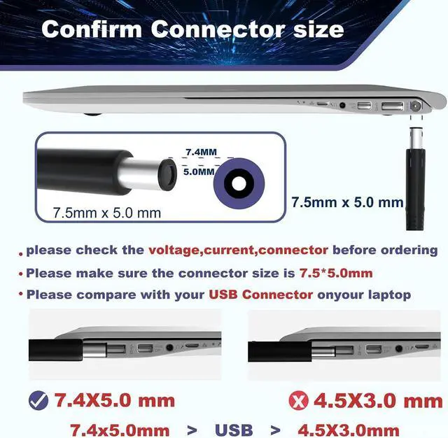 Alt view image 3 of 7 - 90w Laptop Charger for Dell Latitude E6430 E6440 E6410 E6420 E6230 E6330 E6400 E6500 E6520 E6530 E6510 E7250 E7440, Precision M2400 M4400,Latitude 5480 5580 7280 7490 Upgrade Listed Power Adapter