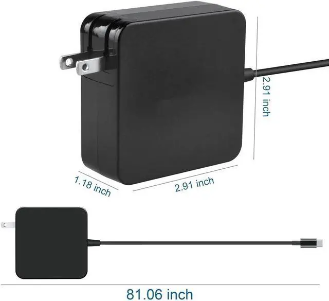 Alt view image 3 of 5 - kybate 65W Type-C AC Adapter Charger for Dell Venue 8 Pro 5855 Venue 10 Pro 5056 Power