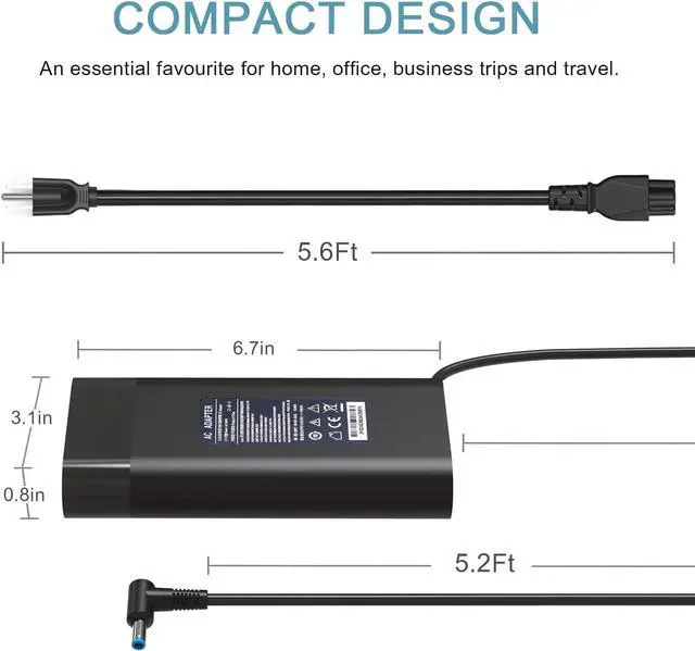 Alt view image 3 of 7 - HotTopStar 200W 19.5V 10.3A TPN-DA10 L00818-850 AC Adapter Compatible with Omen 15 17 ZBook 15 17 Pavilion Gaming 15 17 Envy 15 2020 Laptop Charger 15-dh0005la TPN-LA21 TPN-LA20 Power Supply Cord