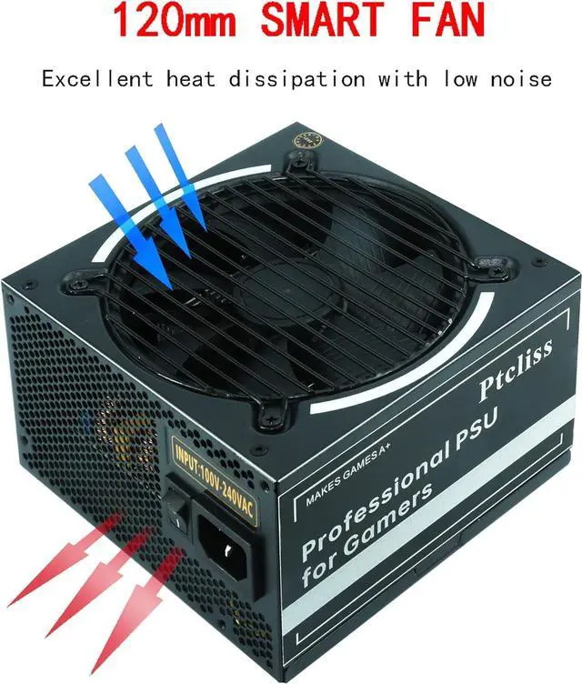 Alt view image 3 of 7 - Ptcliss 550W GD550S ATX Gaming PC Power Supply 80+ Bronze PSU Non-Modular Power Supply Flat Black Cables