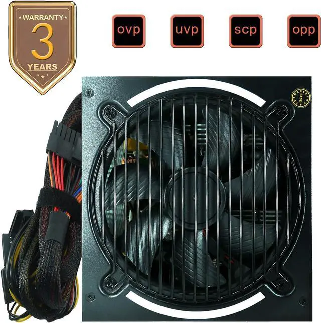 Alt view image 6 of 7 - Ptcliss 550W GD550S ATX Gaming PC Power Supply 80+ Bronze PSU Non-Modular Power Supply Flat Black Cables