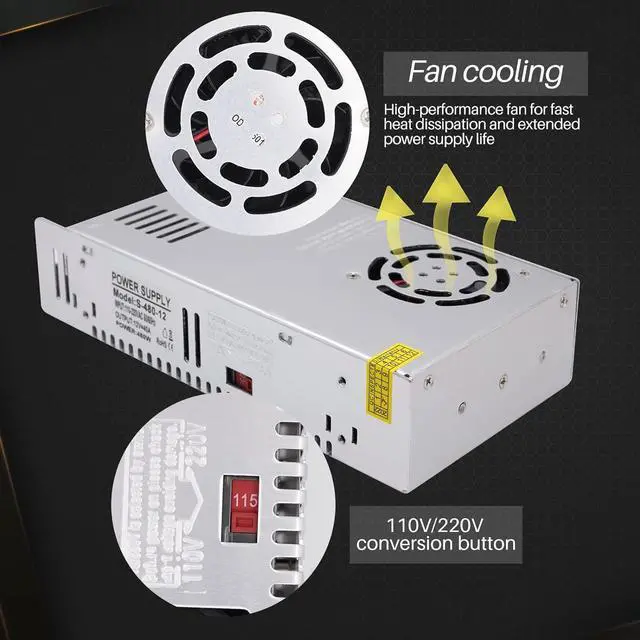 Alt view image 4 of 7 - NAOEDEAH 12v Power Supply Ac Adapter Ac/Dc Power Supply 110v to 12v Ac to Dc 50a Converter Switching Universal 12 Volt 480w 600w 1000 Watt Power Supply for CCTV Camera 1000w Driver (12v 480w)