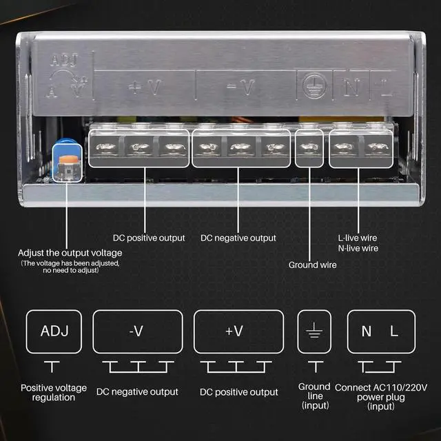 Alt view image 3 of 7 - NAOEDEAH 12v Power Supply Ac Adapter Ac/Dc Power Supply 110v to 12v Ac to Dc 50a Converter Switching Universal 12 Volt 480w 600w 1000 Watt Power Supply for CCTV Camera 1000w Driver (12v 480w)