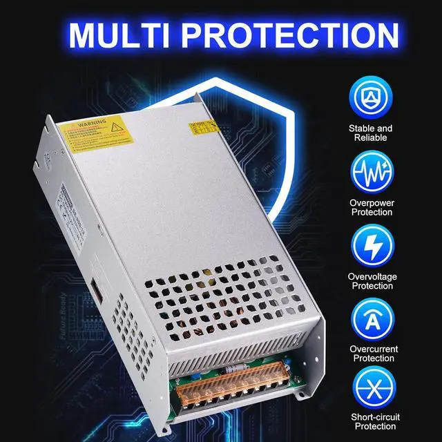 Alt view image 7 of 7 - EXENWING 12V 800W Universal Switching Power Supply Mode AC 110V 220V to DC 12Volt Converter Max Current 66A Regulated Transformer Adapter LED Driver for LED Trips 3D Printer CCTV Camera Diesel Heater