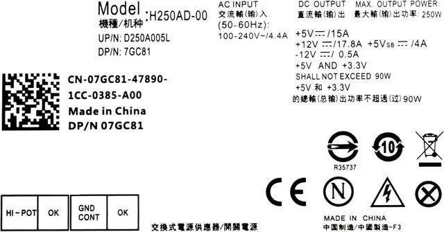 Alt view image 6 of 6 - Ptcliss 250W H250AD-00 ATX Power Supply Unit PSU for DELL Optiplex 390 790 990 3010 DT Inspiron 530s 537s 540s 545s 546s 560s 570s 580s Vostro 200s 220s 230s 400s Studio 540s Slim DT Systems
