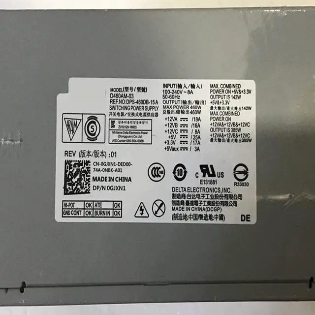 Alt view image 2 of 4 - PSU for XPS 8000 8910 8920 8930 8100 8500 8900 460W Power Supply D460AM-01 HU460AM-00 AC460AD-00 PC9004 AC460AM-00