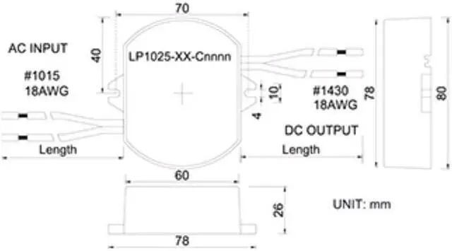 Alt view image 3 of 3 - High Perfection LP1025-24-C0700 25W 700Ma Con. Cur. LED Power Supply 7