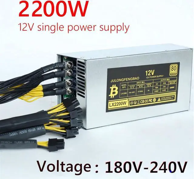 Alt view image 2 of 7 - GUMMMY 2200W Motherboard Desktop ETH Power Supply Unit for BTC Bitcoin Ethereum Miner Mining PC Power Unit Efficiency 6Pin