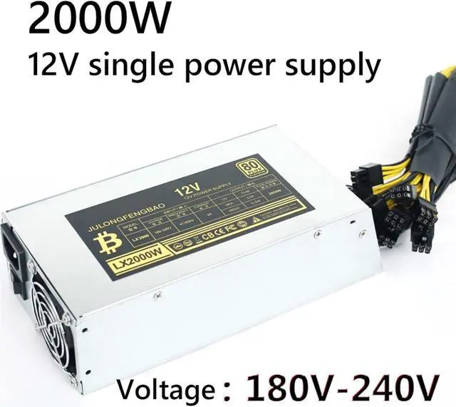 Alt view image 2 of 6 - 2000W/2200W ETH Power Supply Desktop Single-Channel Power Supply for BTC Bitcoin Ethereum Server Stable Speed Miner Mining(2000W)