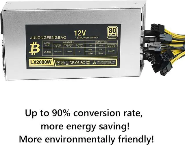 Alt view image 4 of 6 - 2000W/2200W ETH Power Supply Desktop Single-Channel Power Supply for BTC Bitcoin Ethereum Server Stable Speed Miner Mining(2000W)