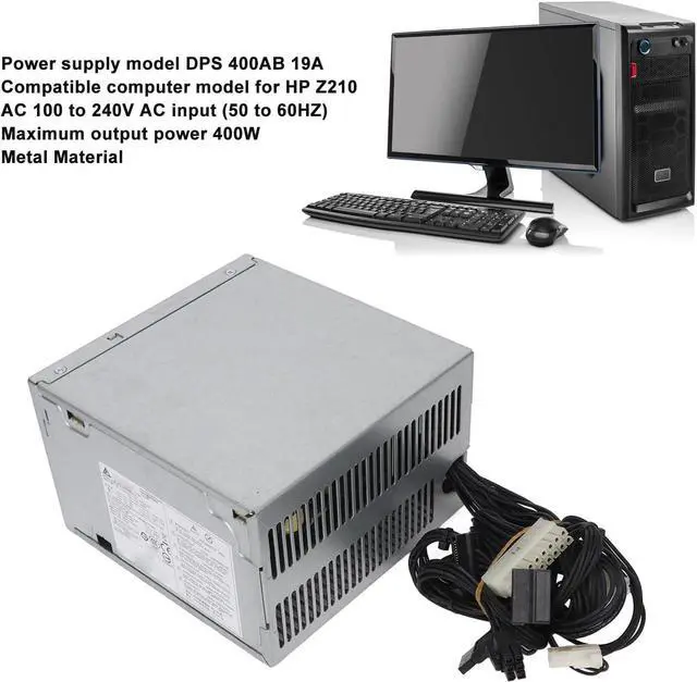 Alt view image 2 of 7 - 400W ATX 12V V2.0 Power Supply, Compatible for Z210, AC 100-240V, Durable Material, DPS 400AB 19A