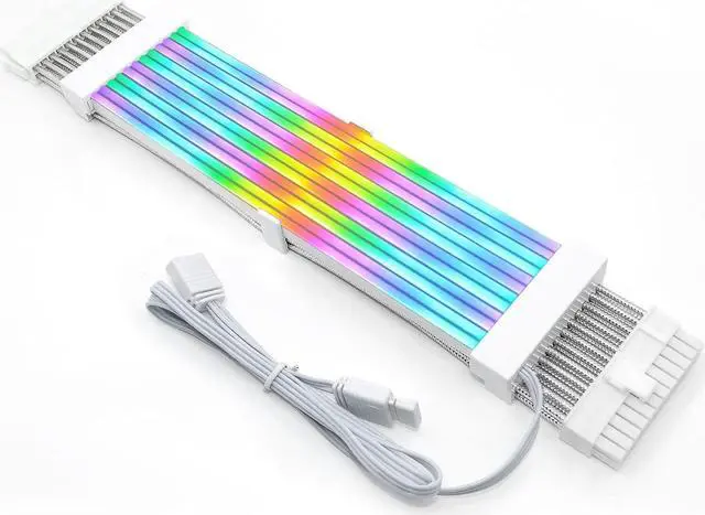 Main image of Dilwe RGB PSU Cables, ARGB GPU Power Supply Cable,5V 18AWG Flexible High Current Synchronized PSU Cable,Power Supply with RGB Controller for Computer Gaming Case (24PIN)