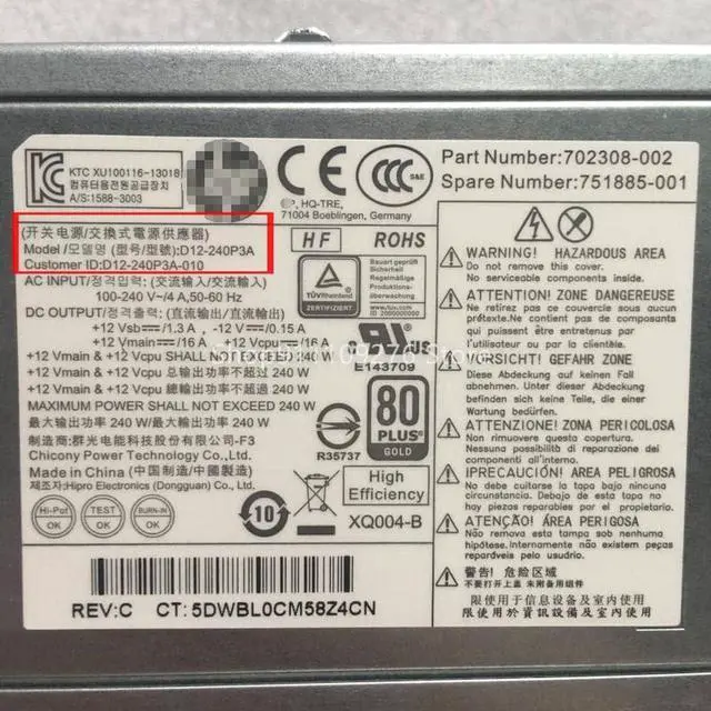 Alt view image 2 of 6 - PSU for ProDesk 400 600 800 G1 G2 SFF Power Supply D12-240P3A/B D12-240P2A PS-4241-1HC PS-4241-2HF PCC002