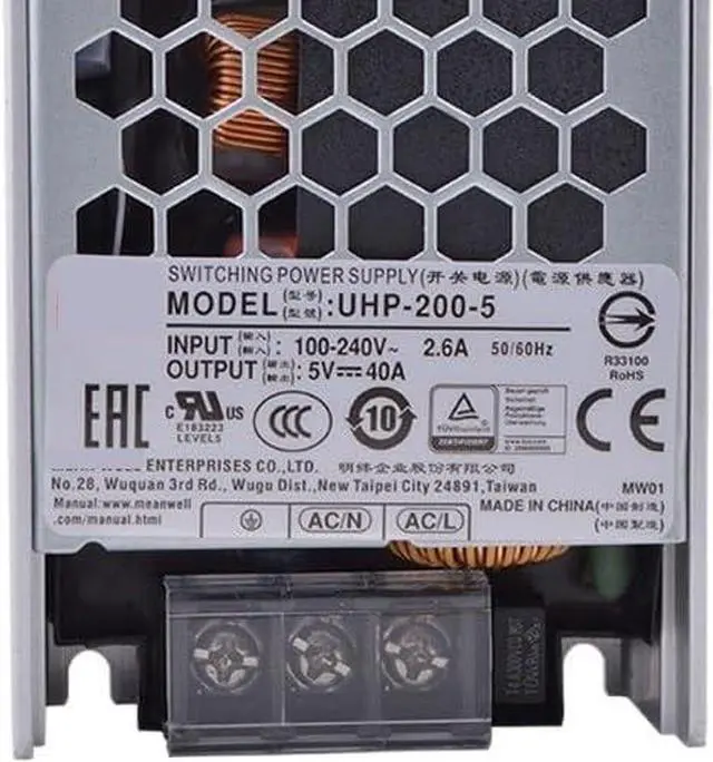 Alt view image 3 of 4 - Switching Power UHP-200-5 5V 40A 200W Fanless Design Slim Type Switching Power Supply with PFC Driver