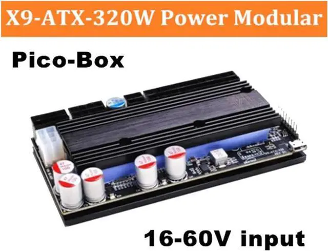 Alt view image 3 of 7 - DC-ATX X9-ATX-320W PICO-Box Gray-Black ITX Power Module Wide Voltage 16-60V Input High Power Supply 320W Support SFX 48V DC PSU ITX Power Module
