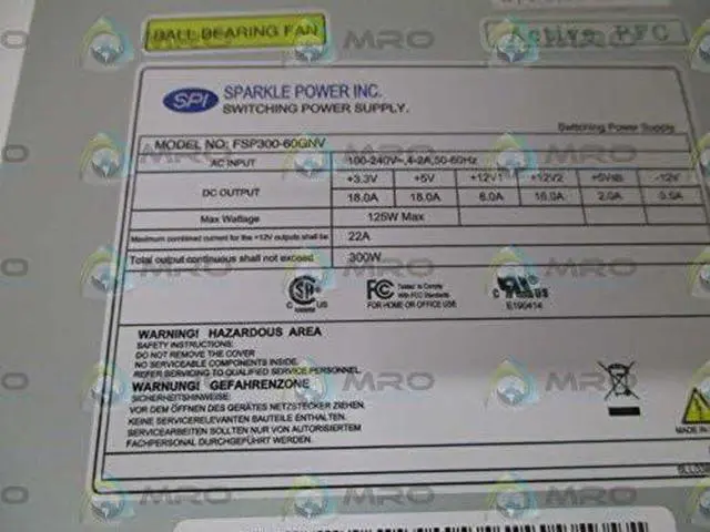 Alt view image 4 of 4 - SPI FSP300-60GNV 300W Active PFC Power Supply 6CM Ball-Bearing Fan