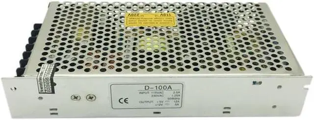Main image of D-100A Switching Power Supply 12V5A 100W Dual Group Output Switching Power Supply 5V10A