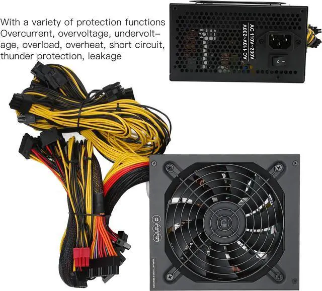 Alt view image 3 of 7 - Dpofirs Mining Power Supply Modular, 2000W Mining Power Supply with Multiple Protection, Auto Thermally Controlled Fan Supply, Mining Power PSU Support for Vista Win10
