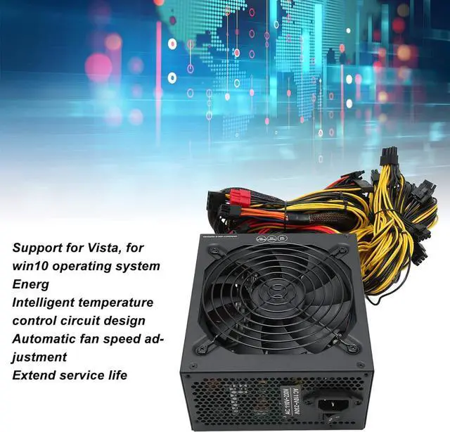 Alt view image 6 of 7 - Dpofirs Mining Power Supply Modular, 2000W Mining Power Supply with Multiple Protection, Auto Thermally Controlled Fan Supply, Mining Power PSU Support for Vista Win10