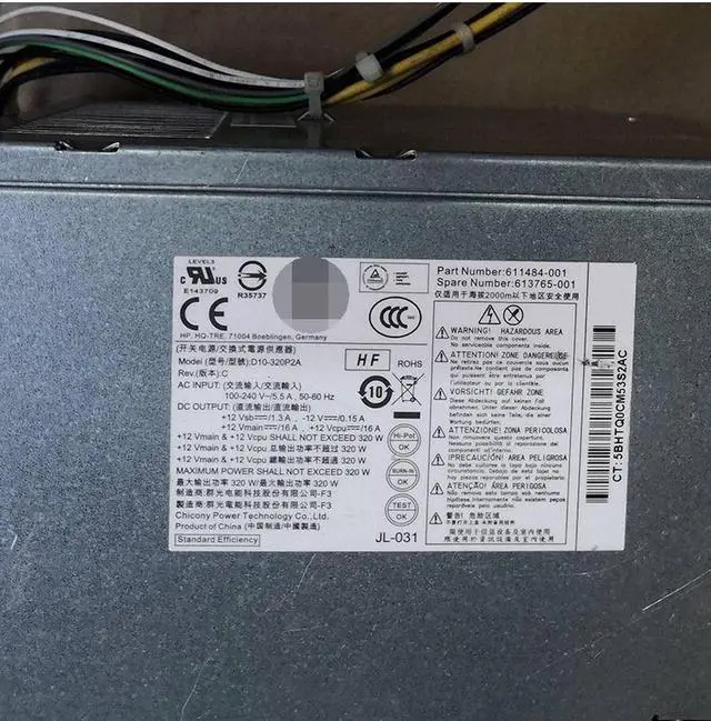 Alt view image 4 of 6 - D12-320P1B D10-320P2A PS-4321-9HP for 8200 6200 6000 8000 MT Series Desktop Z200 Z210 Z220 Series Workstation Power Supply