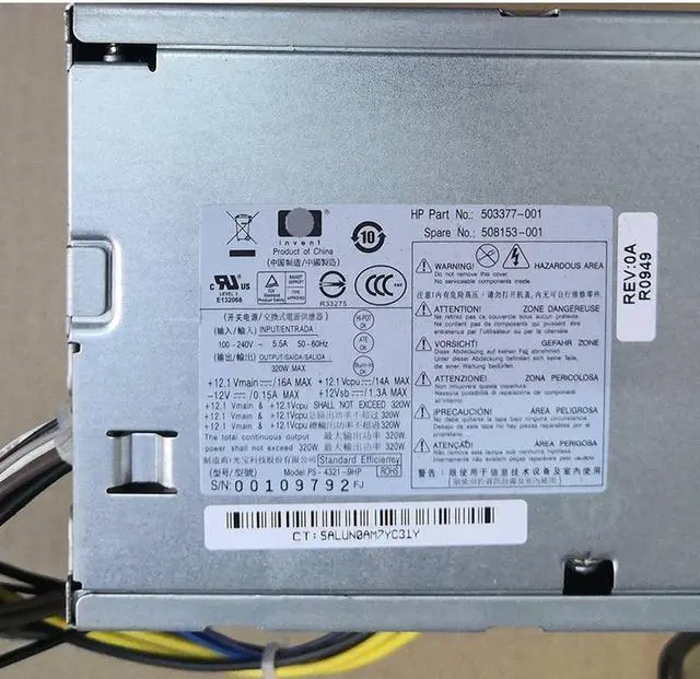 Alt view image 5 of 6 - D12-320P1B D10-320P2A PS-4321-9HP for 8200 6200 6000 8000 MT Series Desktop Z200 Z210 Z220 Series Workstation Power Supply