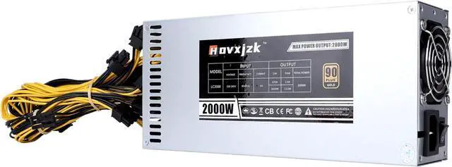 Alt view image 3 of 5 - 2000W Mining Power Supply PSU, ABSKY Mining Rig PSU ATX PC Power Supply for 8 GPU ETH Rig Ethereum Miner, Mining Machine Power Supply with Adapter Cable