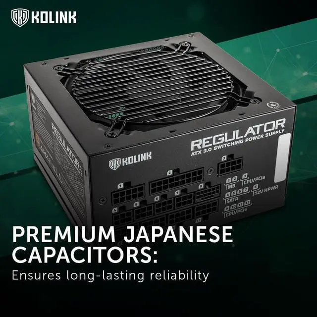 Alt view image 3 of 7 - Regulator Series PSU, 80 Plus Gold, ATX 3.0, Fully Modular, PCIe 5.0, 12VHPWR, 100% Japanese Capacitors, 140mm, 1000W