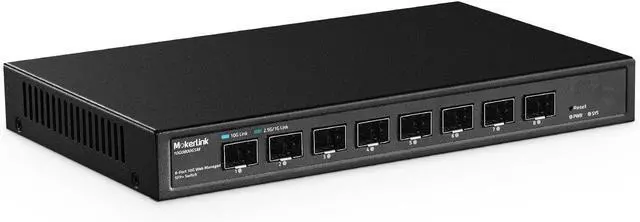 Main image of MokerLink 8 Port 10Gbps SFP+ Managed Switch, Support 1G/2.5G/10G SFP Module, 160Gbps Bandwidth, Metal Fanless Web Managed Network Switch