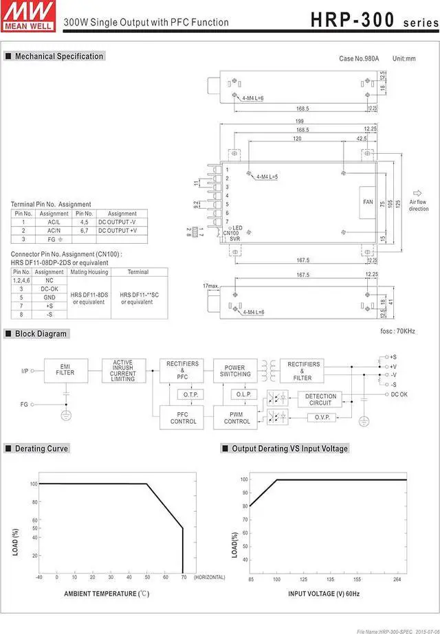 Alt view image 2 of 2 - Mean Well Original HRP-300-7.5 Single Output with PFC Function Power Supply 7.5V 40A 300W