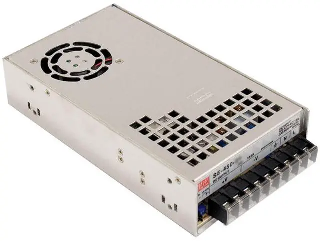Main image of Mean Well SE-450-12 Enclosed Switching AC-to-DC Power Supply, Single Output, 12V, 37.5A, 450W, 2.0" H x 4.9" W x 8.9" L
