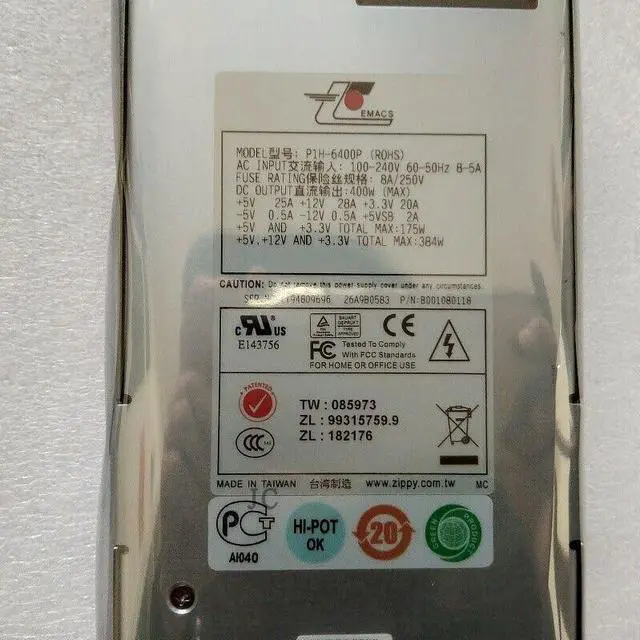 Alt view image 4 of 4 - 1PC Original Fit for Zippy P1H-6400P 1U Server Industrial Computer 400W Power Supply