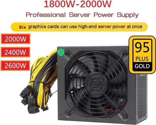 Alt view image 2 of 7 - 160V-240V Power Supply 2000W 2400W 2600W Power Supply for Mining for BTC Power Supply Mining rig Support 6 Graphics Cards Miner(1800W-2000W)