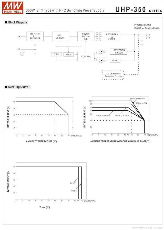 Alt view image 4 of 7 - Mean Well UHP-350-48 350.4W Slim Type with PFC Switching Power Supply 48V/7.3A