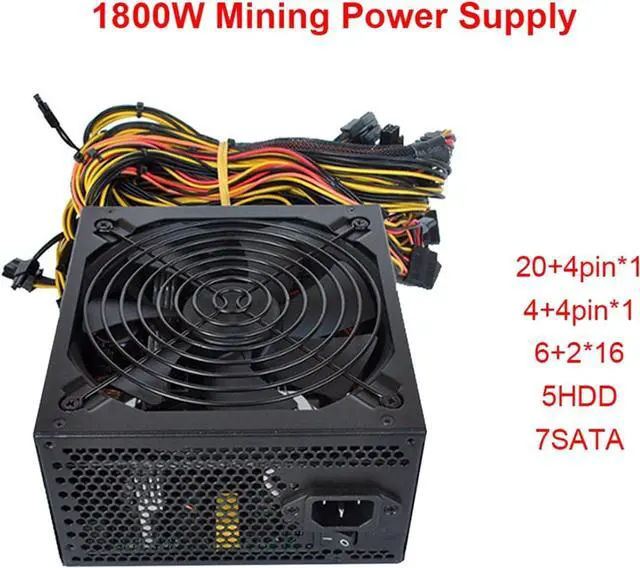 Alt view image 2 of 6 - 1800W 180V-240V ATX ETH Bitcoin Mining Power Supply 95% Efficiency Support 8 Display Cards GPU for BTC Bitcoin Miner