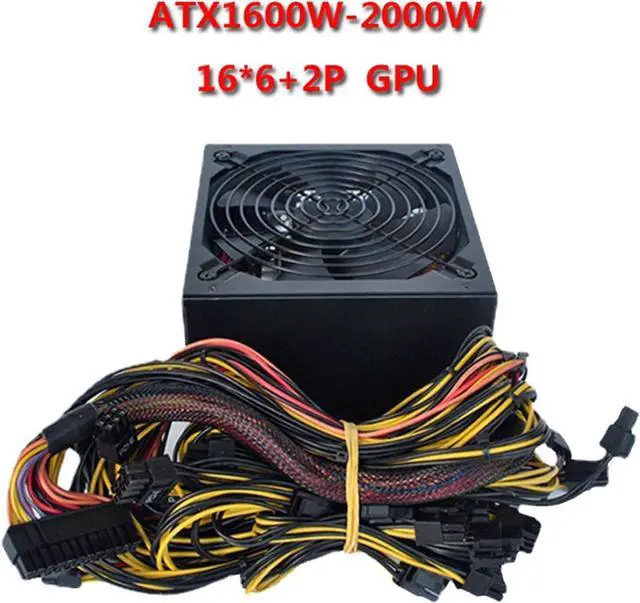 Alt view image 4 of 6 - 1800W 180V-240V ATX ETH Bitcoin Mining Power Supply 95% Efficiency Support 8 Display Cards GPU for BTC Bitcoin Miner