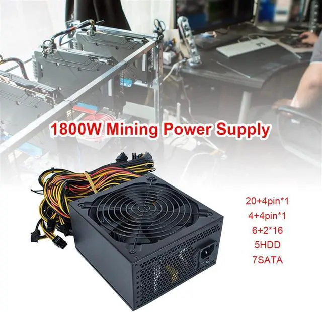 Alt view image 5 of 6 - 1800W 180V-240V ATX ETH Bitcoin Mining Power Supply 95% Efficiency Support 8 Display Cards GPU for BTC Bitcoin Miner