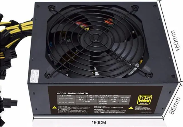 Alt view image 3 of 7 - 1800W ATX Modular Mining PC Power Supply B847 85 75 Supports 8 Graphics Card 160-240V Power Supply Mining Machine