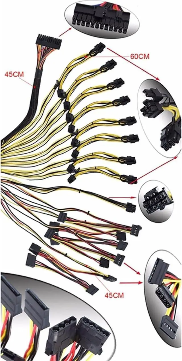 Alt view image 6 of 7 - 1800W ATX Modular Mining PC Power Supply B847 85 75 Supports 8 Graphics Card 160-240V Power Supply Mining Machine