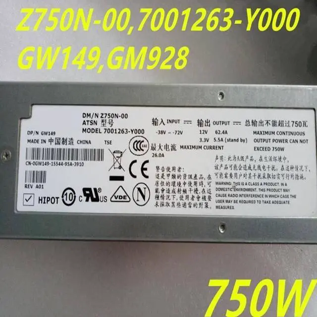 Alt view image 3 of 3 - PSU for 48V PE2950 750W Switching Power Supply Z750N-00 7001263-Y000 0GW149 0GM928