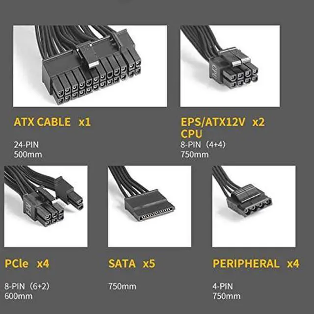 Alt view image 4 of 6 - PSU for Great Wall Full Module 80plus Gold Game Power Supply Rated 650W Peak 750W Power Supply G6 GW-ATX650BL