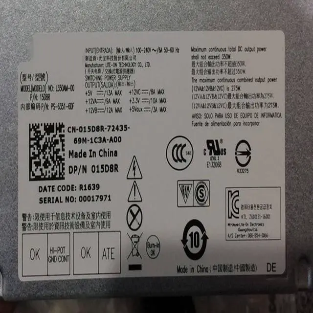 Alt view image 4 of 5 - PSU for 220 390 790 530 9010 350W Power Supply L350PD-01 H350PD-00 D350PD-00 AC350AM-00 H350PD-01 L350PD-00 D350PM-01
